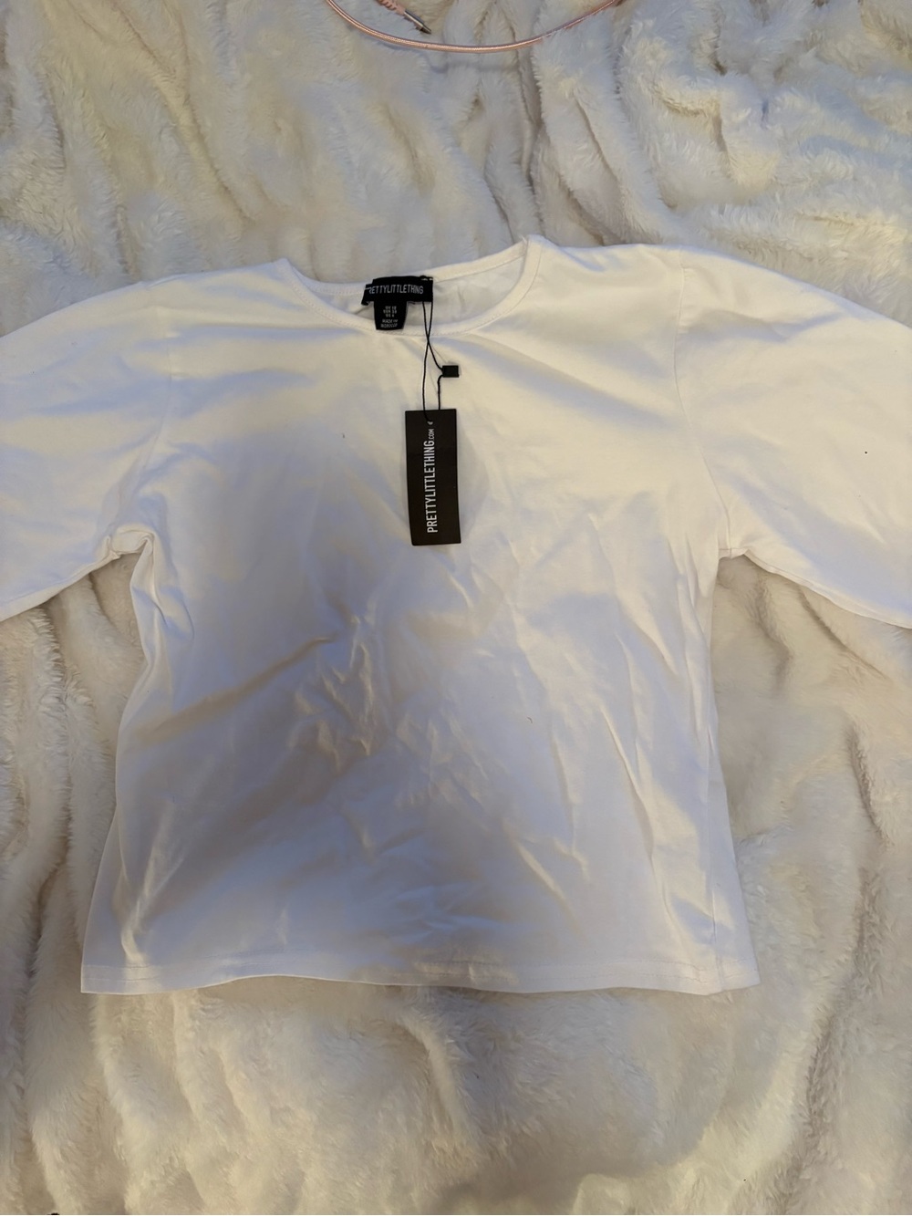 PrettyLittleThing White Long Sleeve Crew Neck Top